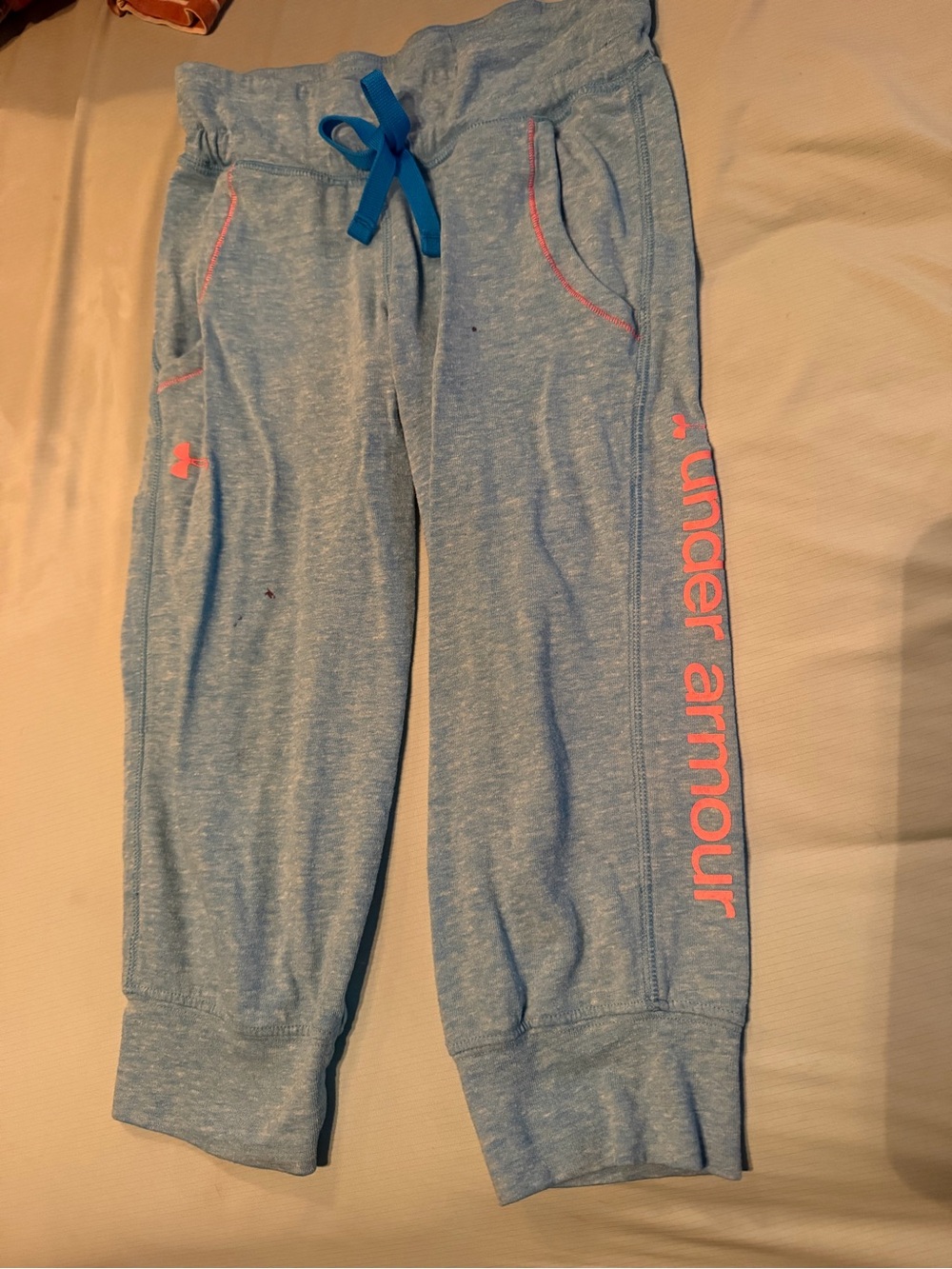Under Armour Light Blue Girls' Jogger Pants with Pink Logo Trim